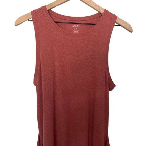Aerie Small Red Tank Dress Sundress Lightweight T-Shirt Soft Flowy - Picture 3 of 12